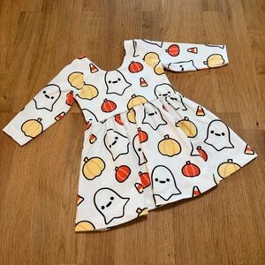 Monica + Andy 6-12 MONTHS White Organic Cotton Halloween Long Sleeve Dress